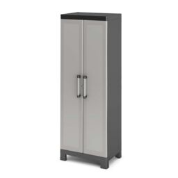 Form Links 4 Shelf Black & Grey Plastic Tall Utility Storage Cabinet (H)182Cm X (W)65Cm X (D)45Cm - thumbnail 2