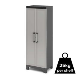 Form Links 4 Shelf Black & Grey Plastic Tall Utility Storage Cabinet (H)182Cm X (W)65Cm X (D)45Cm - thumbnail 6