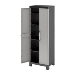 Form Links 4 Shelf Black & Grey Plastic Tall Utility Storage Cabinet (H)182Cm X (W)65Cm X (D)45Cm - thumbnail 3