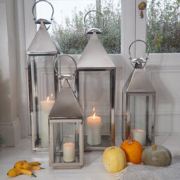 Silver Indoor And Outdoor Metal Lantern Extra Large - Tall Stainess Steel Candle Lantern -  Lighting - thumbnail 3