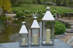 Silver Indoor And Outdoor Metal Lantern Extra Large - Tall Stainess Steel Candle Lantern -  Lighting - thumbnail 4