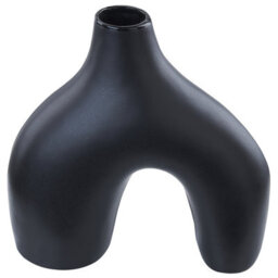 Beliani Flower Vase Lamia Ceramic 30 Cm Black - thumbnail 1