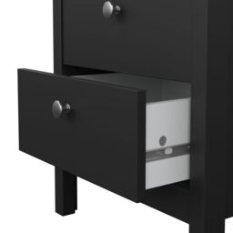 Madrid Matt Black No Effect 2 Drawer Bedside Chest (H)541mm (W)438mm (D)384mm - thumbnail 5