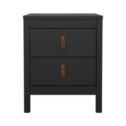Madrid Matt Black No Effect 2 Drawer Bedside Chest (H)541mm (W)438mm (D)384mm - thumbnail 2