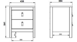 Madrid Matt Black No Effect 2 Drawer Bedside Chest (H)541mm (W)438mm (D)384mm - thumbnail 7