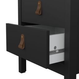 Madrid Matt Black No Effect 2 Drawer Bedside Chest (H)541mm (W)438mm (D)384mm - thumbnail 4