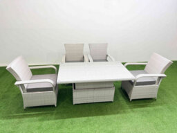 Fimous Outdoor Rattan Garden Furniture Set Patio 4 Chairs Plus Height Adjustable Dining Table Sets Light Grey Mixed - thumbnail 2