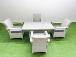 Fimous Outdoor Rattan Garden Furniture Set Patio 4 Chairs Plus Height Adjustable Dining Table Sets Light Grey Mixed - thumbnail 1