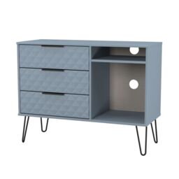 Anzio Matt Denim Blue Tv Stand With 2 Shelves & 3 Drawers, (H)74.2Cm X (W)96.8Cm X (D)39.2Cm - thumbnail 3