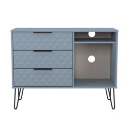 Anzio Matt Denim Blue Tv Stand With 2 Shelves & 3 Drawers, (H)74.2Cm X (W)96.8Cm X (D)39.2Cm - thumbnail 2