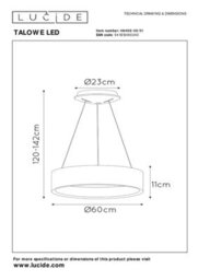 Lucide Talowe Halo Led Ceiling Pendant Light White - thumbnail 6