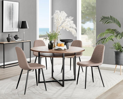 Furniturebox Uk Adley Brown Wood Storage Dining Table & 4 Cappuccino Corona Black Leg Chairs - image 1