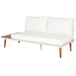 Beliani Garden Corner Sofa With Table 5 Seater Corato Acacia Wood Off-White - thumbnail 8