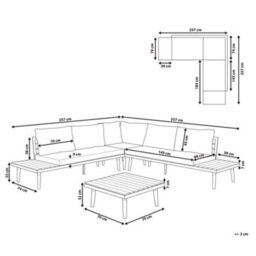 Beliani Garden Corner Sofa With Table 5 Seater Corato Acacia Wood Off-White - thumbnail 3