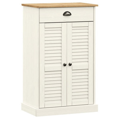 Vidaxl Shoe Cabinet Vigo White 60X35X96 Cm Solid Wood Pine - image 1