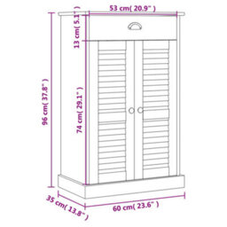 Vidaxl Shoe Cabinet Vigo White 60X35X96 Cm Solid Wood Pine - thumbnail 3