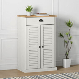 Vidaxl Shoe Cabinet Vigo White 60X35X96 Cm Solid Wood Pine - thumbnail 2