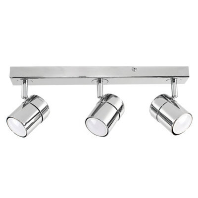 Valuelights Rosie Modern 3 Way Adjustable Heads Silver Chrome Straight Bar Ceiling Spotlight Fitting - image 1
