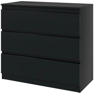 Chest Of Drawers, 3 Drawer Storage Cabinet Unit For Bedroom, Black - image 1
