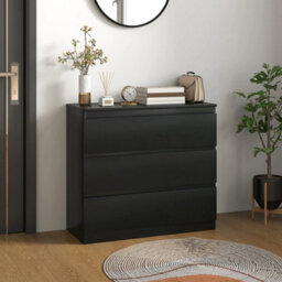 Chest Of Drawers, 3 Drawer Storage Cabinet Unit For Bedroom, Black - thumbnail 2