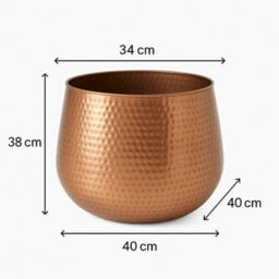 Melody Maison Large Copper Hammered Metal Planter - thumbnail 5