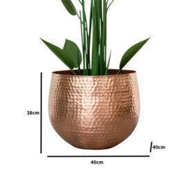 Melody Maison Large Copper Hammered Metal Planter - thumbnail 6