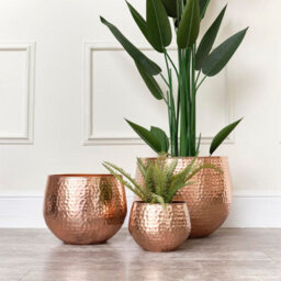 Melody Maison Large Copper Hammered Metal Planter - thumbnail 4