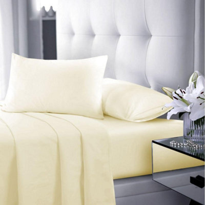 Homes & Linen Flat Sheet 180 Thread Count Rich Percale Non Iron Bed Linen Soft Polycotton Blend Plain Dyed Flat Bed Sheets