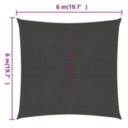Berkfield Sunshade Sail 160 G/m2 Anthracite 6X6 M Hdpe - thumbnail 6