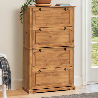 Mercers Furniture Corona 4 Shelf Shoe Rack Chest Hallway Storage Solid Wood Mexican Pine Wooden Antique Wax - image 1