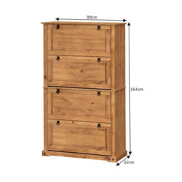 Mercers Furniture Corona 4 Shelf Shoe Rack Chest Hallway Storage Solid Wood Mexican Pine Wooden Antique Wax - thumbnail 4