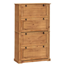 Mercers Furniture Corona 4 Shelf Shoe Rack Chest Hallway Storage Solid Wood Mexican Pine Wooden Antique Wax - thumbnail 2