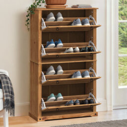 Mercers Furniture Corona 4 Shelf Shoe Rack Chest Hallway Storage Solid Wood Mexican Pine Wooden Antique Wax - thumbnail 5
