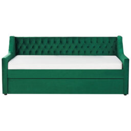 Beliani Trundle Bed Velvet Montargis 90 X 200 Cm (Eu Single) Emerald Green - thumbnail 7