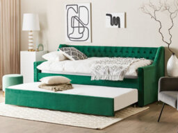 Beliani Trundle Bed Velvet Montargis 90 X 200 Cm (Eu Single) Emerald Green - thumbnail 2