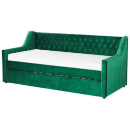 Beliani Trundle Bed Velvet Montargis 90 X 200 Cm (Eu Single) Emerald Green - thumbnail 5