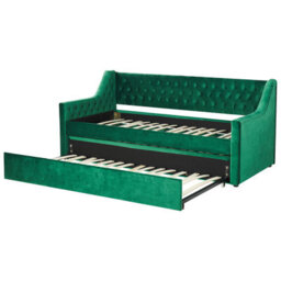 Beliani Trundle Bed Velvet Montargis 90 X 200 Cm (Eu Single) Emerald Green - thumbnail 4