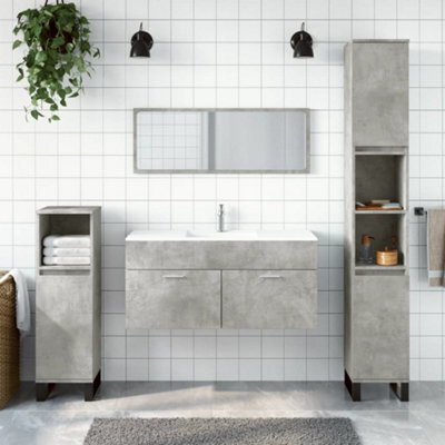 Berkfield Bathroom Cabinet With Mirror Concrete Grey Engineered Wood - image 1