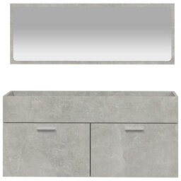 Berkfield Bathroom Cabinet With Mirror Concrete Grey Engineered Wood - thumbnail 5