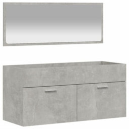 Berkfield Bathroom Cabinet With Mirror Concrete Grey Engineered Wood - thumbnail 2