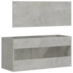 Berkfield Bathroom Cabinet With Mirror Concrete Grey Engineered Wood - thumbnail 7