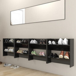 Berkfield Wall Shoe Cabinets 4 Pcs High Gloss Black 60X18X60 Cm Engineered Wood - thumbnail 3