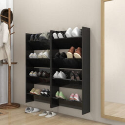 Berkfield Wall Shoe Cabinets 4 Pcs High Gloss Black 60X18X60 Cm Engineered Wood