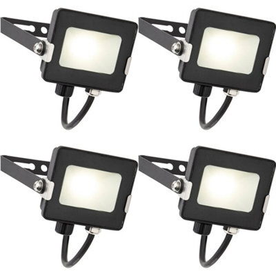 4 Pack Outdoor Waterproof Led Floodlight - 10W Cool White Led - Matt Black - image 1