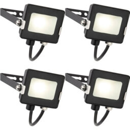 4 Pack Outdoor Waterproof Led Floodlight - 10W Cool White Led - Matt Black - thumbnail 1