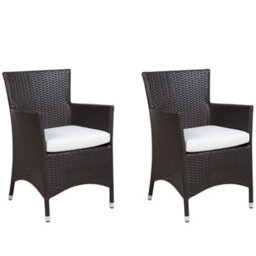 Beliani Set Of 2 Garden Chairs With Cushions Italy Pe Rattan Dark Brown - thumbnail 1