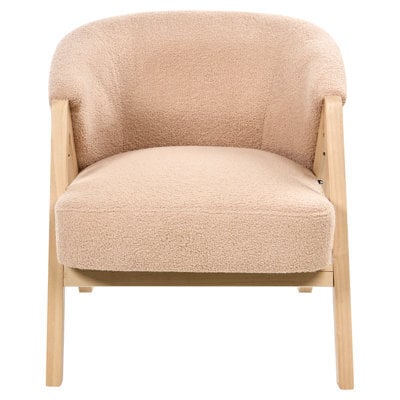 Wyld And Coco Beige Bouclé Armchair With Rubberwood Legs, Compact Accent Chair W67 X D66 X H69Cm - image 1