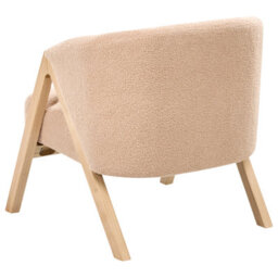 Wyld And Coco Beige Bouclé Armchair With Rubberwood Legs, Compact Accent Chair W67 X D66 X H69Cm - thumbnail 6