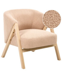 Wyld And Coco Beige Bouclé Armchair With Rubberwood Legs, Compact Accent Chair W67 X D66 X H69Cm - thumbnail 3