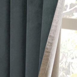 furn. Furn Verso Reversible Suede-Look Blackout Eyelet Curtain Pair, Petrol, (W) 168 X (D) 183Cm - thumbnail 4